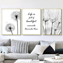 Load image into Gallery viewer, Black and White Dandelion Wall Art Canvas Prints

