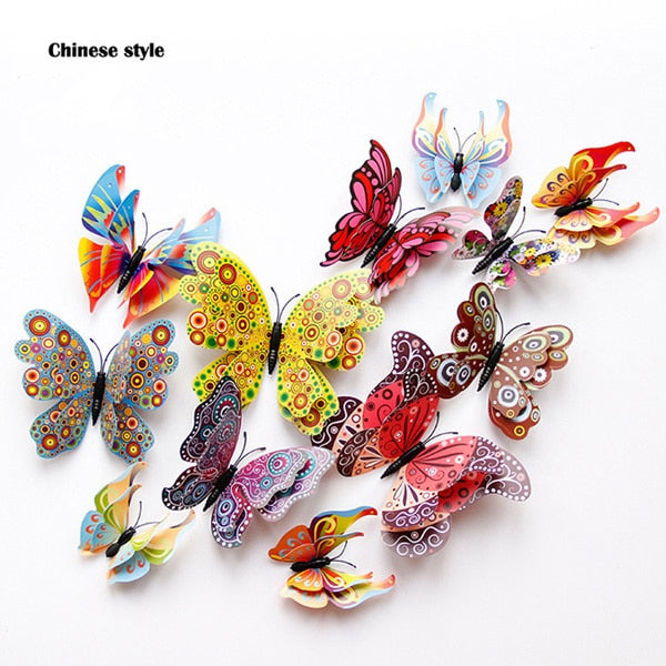 3D Butterfly Wall Stickers (12pc)