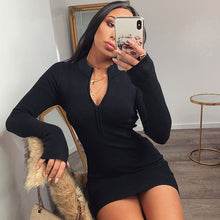 Load image into Gallery viewer, Lana Zip-Up Rib Knit Bodycon Dress
