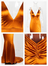 Load image into Gallery viewer, Lola Deep V-Neck Satin Dress
