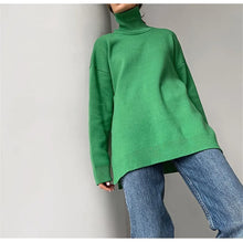 Load image into Gallery viewer, Bernie Split Oversized Ladies Turtleneck Sweater
