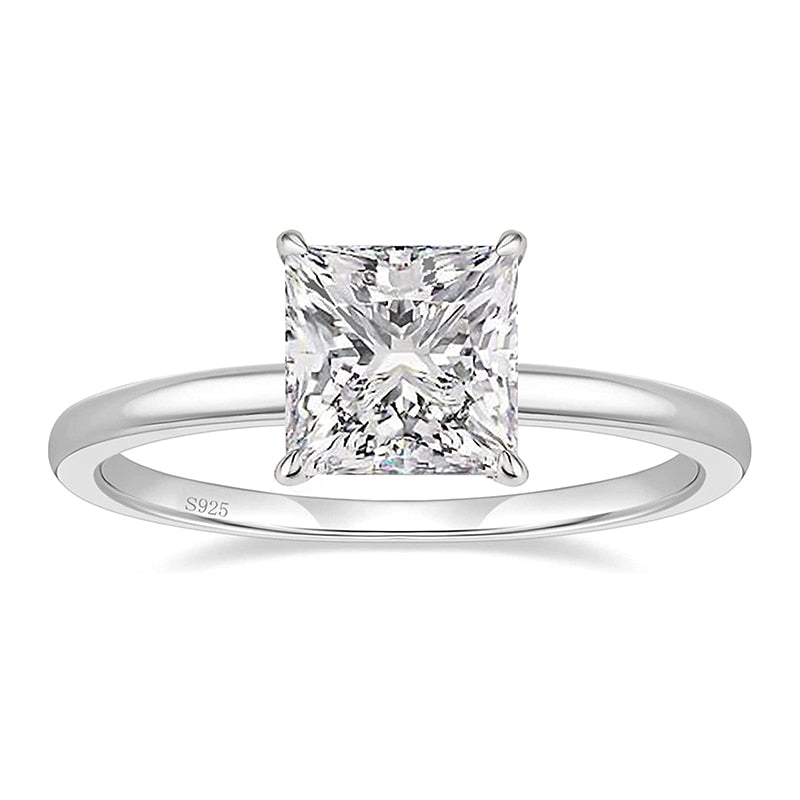 Simple Class 2ct 925 Sterling Silver Engagement Ring