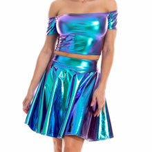 Load image into Gallery viewer, Giselle Holographic PU Leather Mini Skirt
