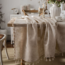 Load image into Gallery viewer, Linen Tablecloth with Tassel Edging
