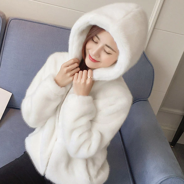 Super Soft Rabbit Faux Fur Hooded Jacket