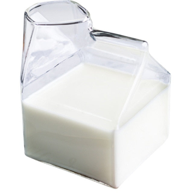 Glass Milk Carton Mug 350ml