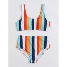Load image into Gallery viewer, Loretta High Waist Stripey Bikini Set
