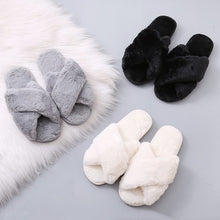 Load image into Gallery viewer, Warm Fluffy Crossover Slippers
